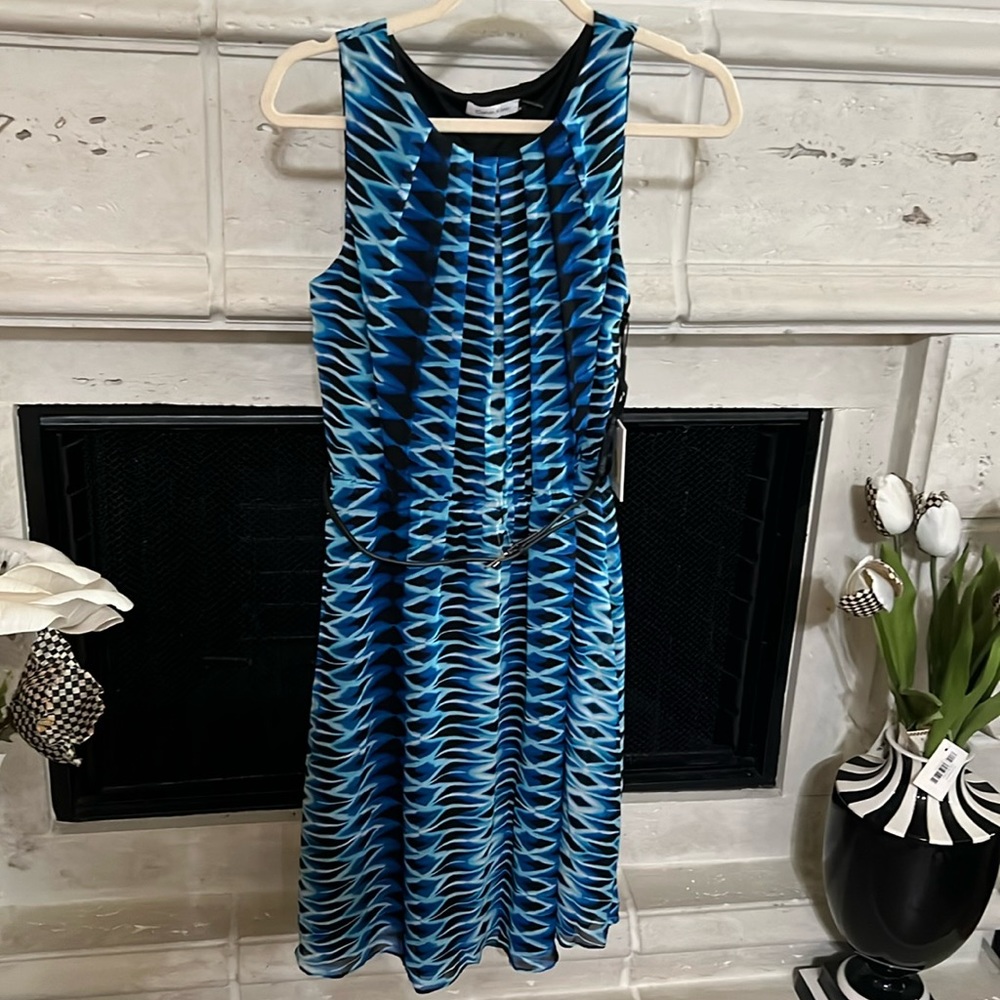 Calvin Klein chiffon sleeveless fit and flare dress